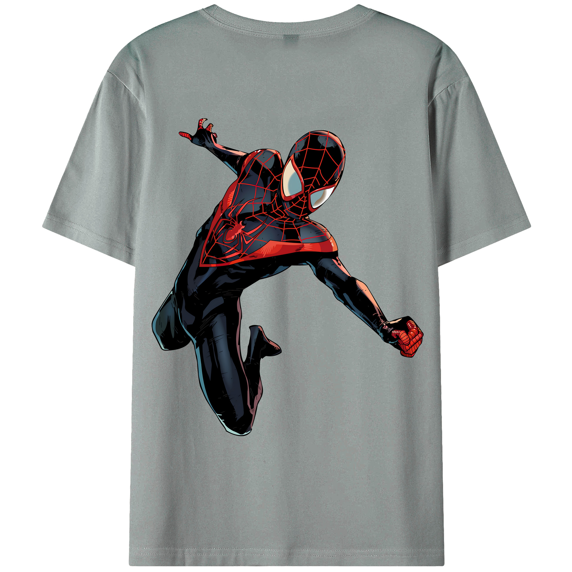 （画像用） Spider Man スパイダーマン 綿100％ メンズ半袖Tシャツ（バックプリント） 通気性